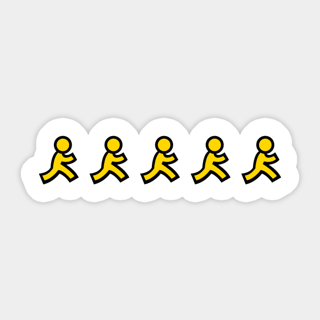 AOL men running Sticker by Humorous Misery